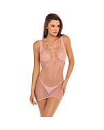 Absolutist lace and net vestido de red - rosa