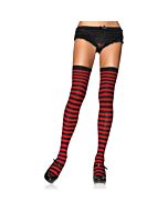 Leg avenue medias opacas a rayas negro-rojo