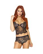 Conjunto top y short de encaje - negro