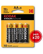 Kodak xtralife alkaline aa - 20 packs de 4uds