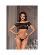 Conjunto top con tanga - negro