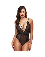 Strappy teddy with deep v - escote v