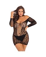 Demure long sleeve mini vestido - negro