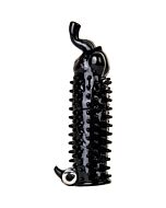Elegante extension para el pene con mini vibrador color negro