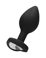 Diamond heart butt plug - grande - negro