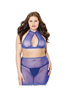 Fishnet halter top y falda - morado