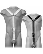 Leather body harness men negro