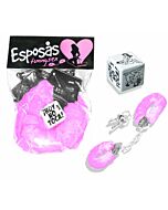 Pack esposas y dado posturas rosa