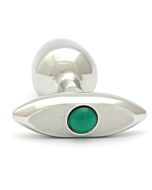 Rosebuds pressed glass plug anal acero 65 x 30mm verde