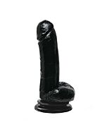 Basix pene de gelatina succion negro 18 cm