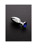 Jeweled plug metálico mediano con perla azul