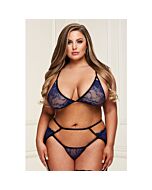 Lace garter set conjunto con liguero - azul