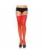 Leg avenue medias rojas autoadhesivas con encaje ancho
