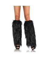 Leg avenue calentadores de piernas peludos metalizados negro y plata