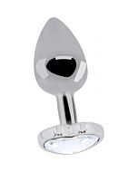 Love plug de corazon y diamante 8 cm plata