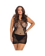 Lace fantasy mini vestido - negro