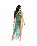Leg avenue vestido de transparencias y tanga verde s/m