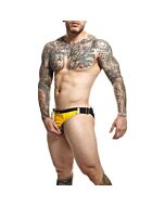 DNGEON Cockring Jockstrap Amarillo - Cinturilla de Cuero - Sex Shop