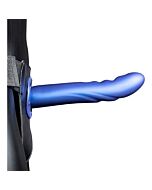 Ouch - Arnés Strap-On Curvo Texturizado - Azul Metalizado