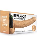 Realrock-Strap-On Hueco Vibratorio con Testículos - 9''/ 23 cm