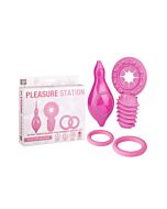 Pleasure station anillos para el pene rosa