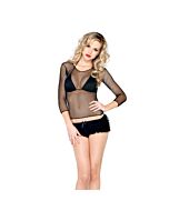 Leg avenue camiseta de manga larga de red industrial rosa