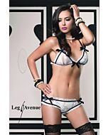 Leg avenue conjunto sujetador y braguita de encaje blanco