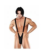 Male power tanga con tirantes negro