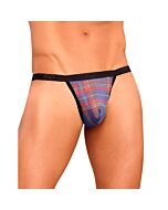 Male power micro tanga estampado escoces azul