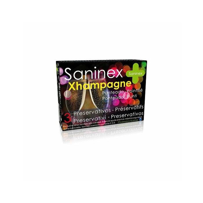 Saninex preservativos xhampagne punteado 3uds