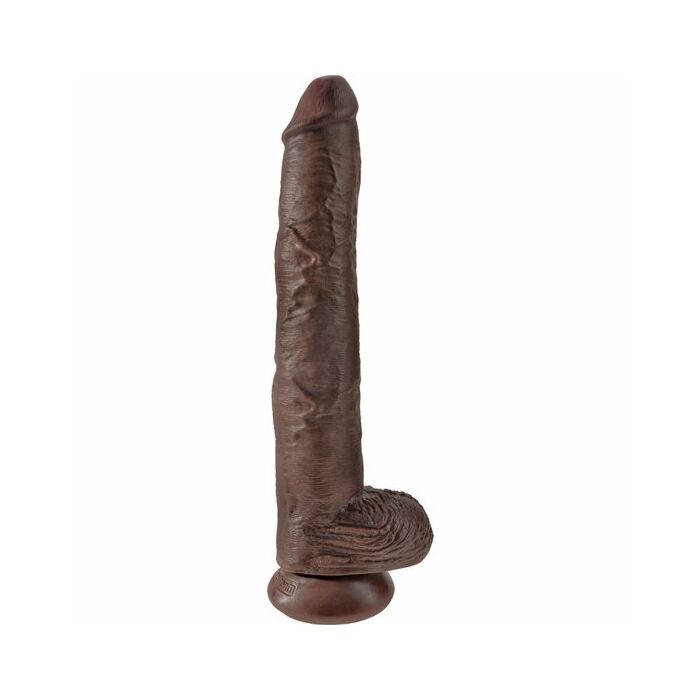 King cock pene realístico con testículos 37,5cm marrón