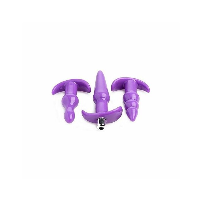 Kit de 4pzs plug anal vibrador - morado