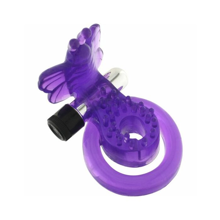 Anillo para pene y testÍculos de gelatina mariposa morado