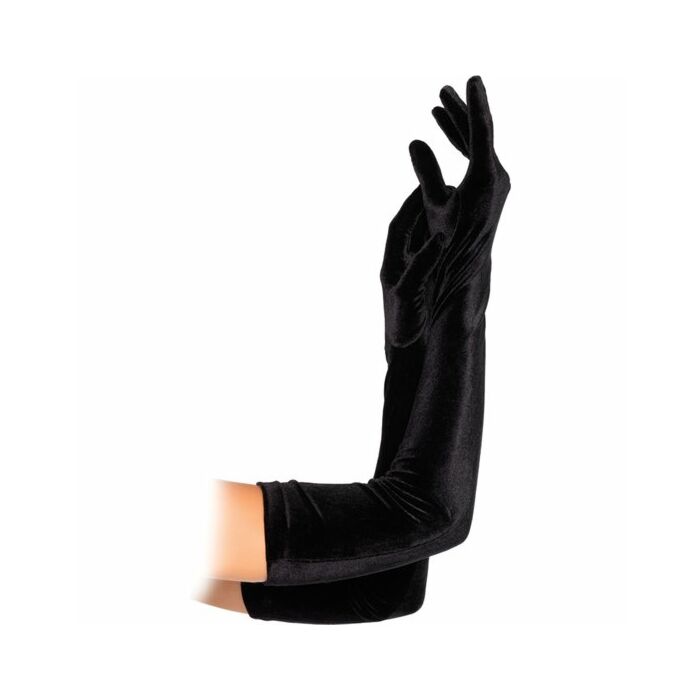Leg avenue guantes extra largos negros aterciopelados