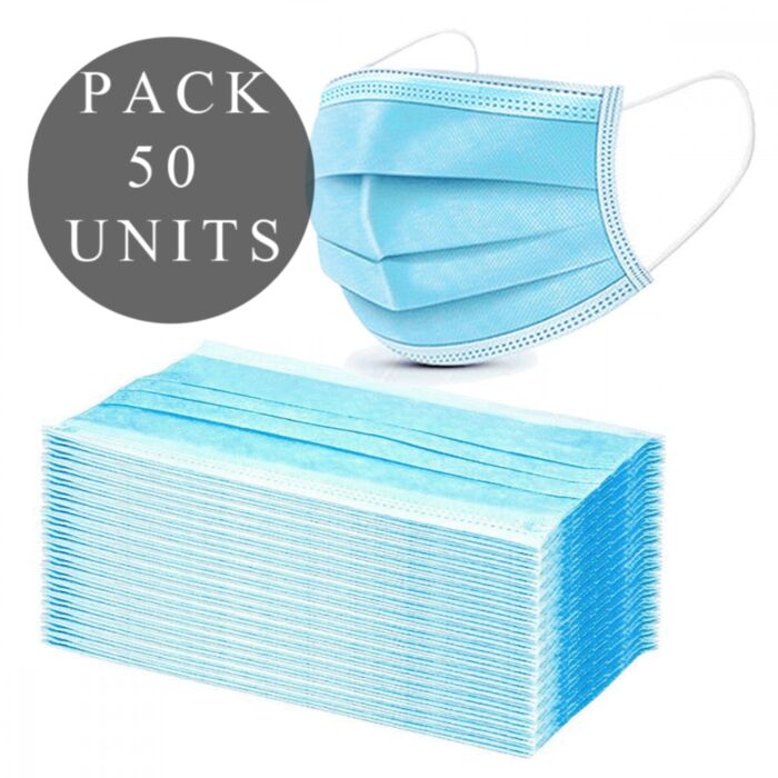Mascarillas higienicas 3 capas covid -19-  50 unidades