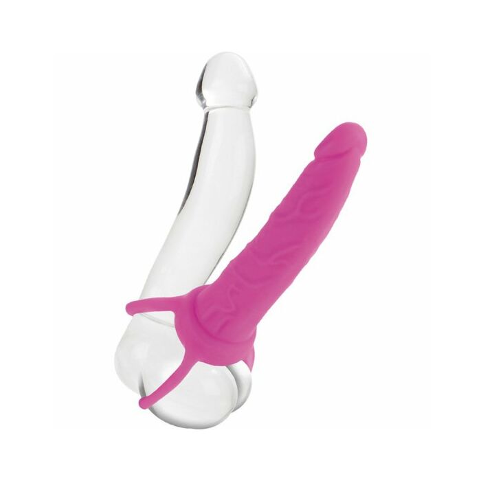 Dual penetrator dildo con arnes rosa