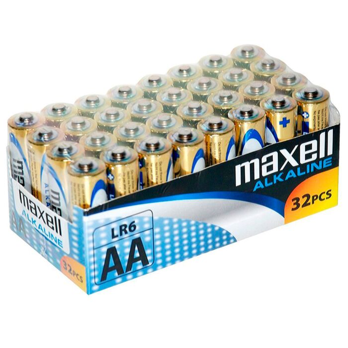 Pack Pila Alcalina AA LR6 Maxell 32 uds.