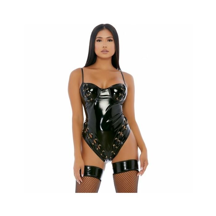 Lace-up teddy - body cuero