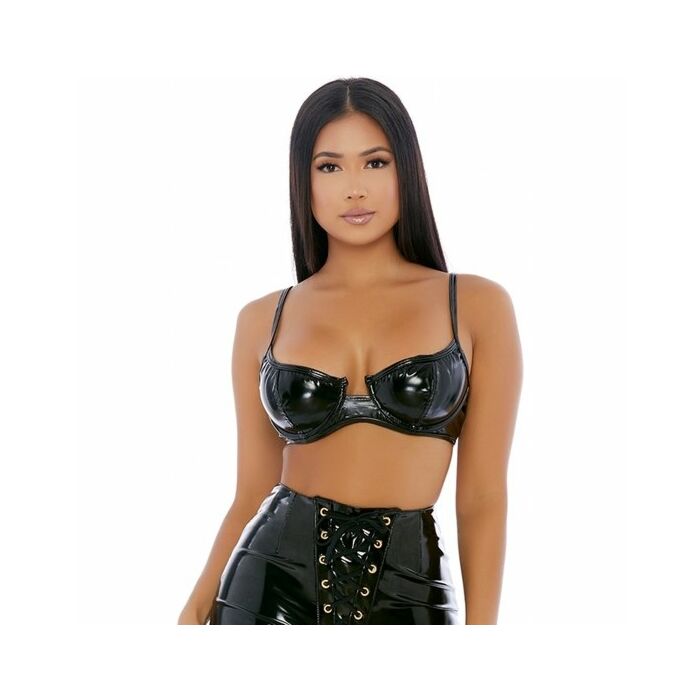 Drip top vinyl bra top negro