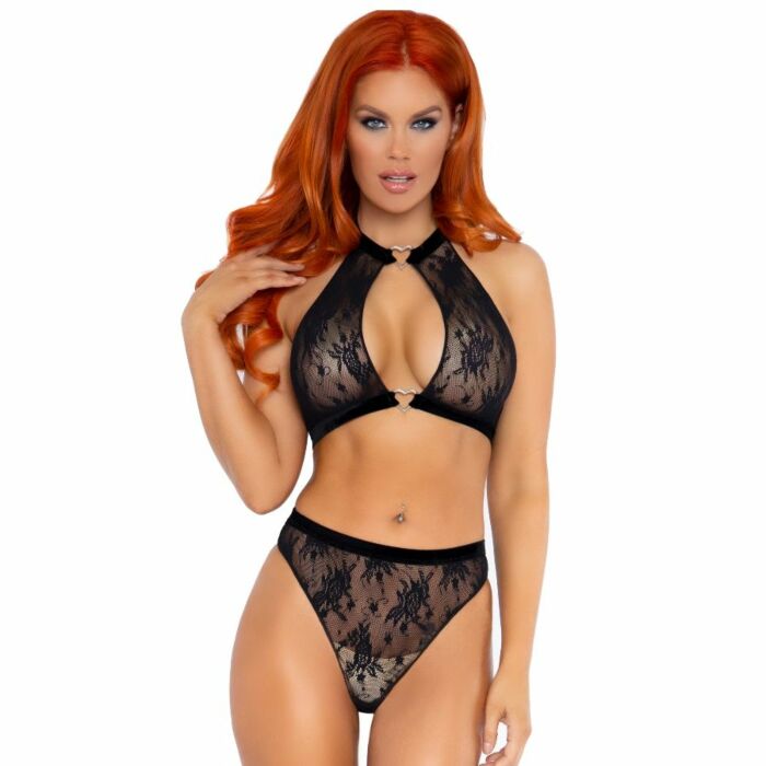Leg avenue set dos piezas panties y top cuello halter negro s/m