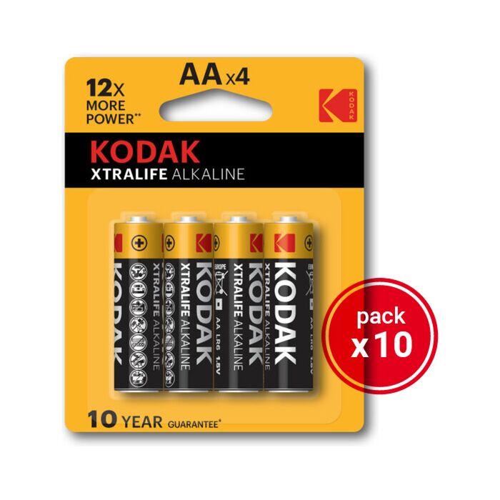 Kodak xtralife alkaline aaa - 10 packs de 4uds