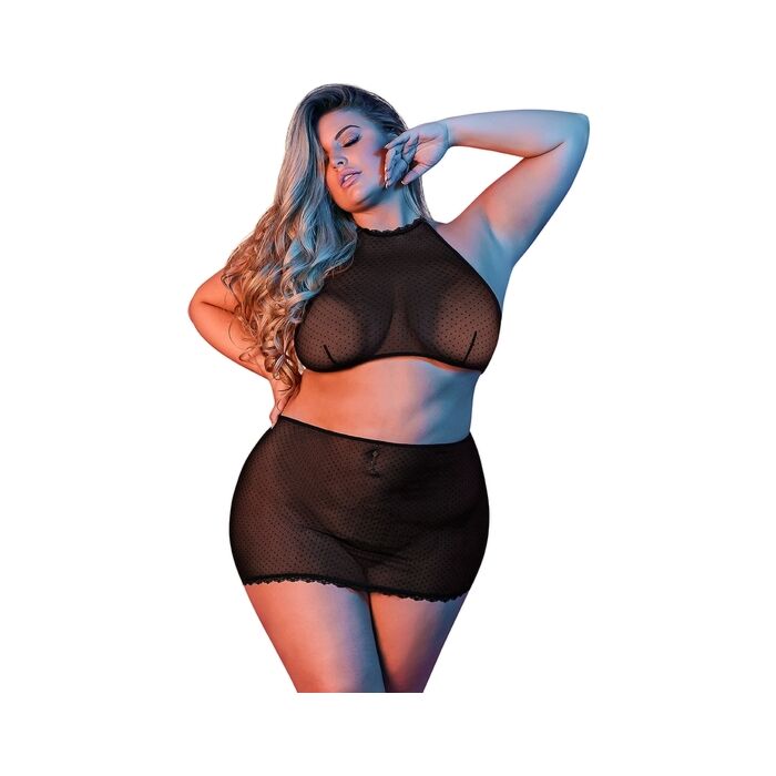 Sexytime -set blusa y minifalda - negro