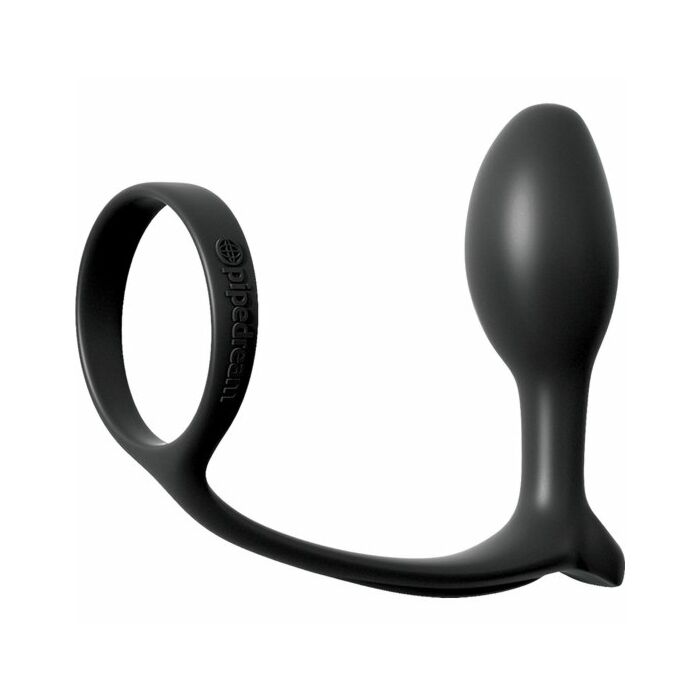 Plug anal con anillo para el pene negro