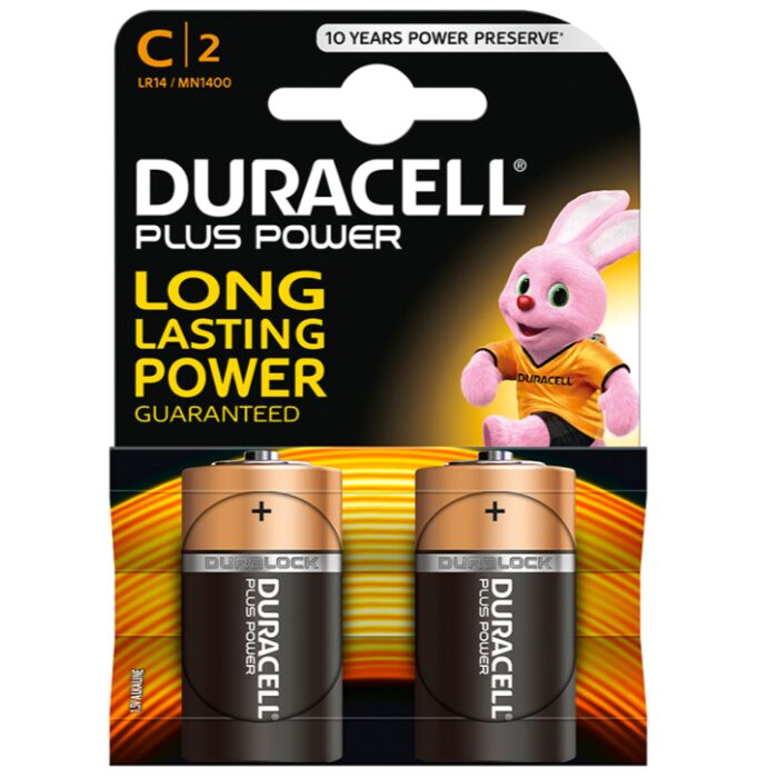Duracell plus power pila alcalina c lr14 blister*2
