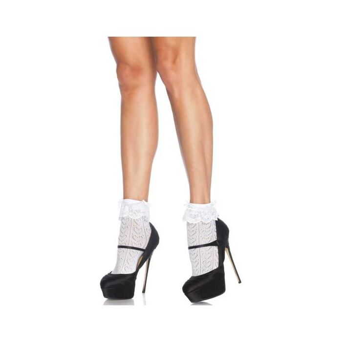 Leg avenue calcetines crochet con corazones blancos