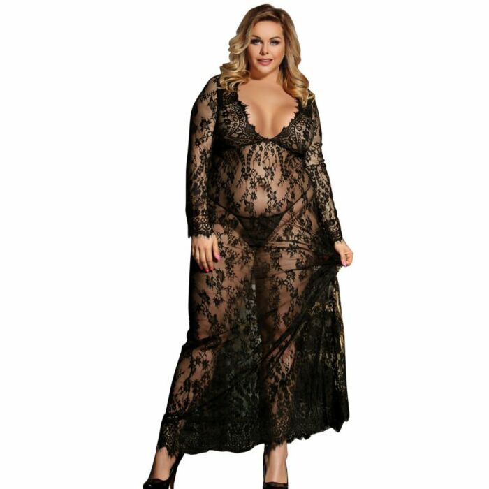 Subblime queen plus vestido largo manga larga