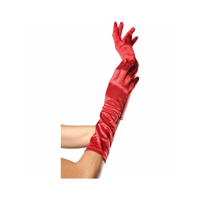 Leg avenue guantes satinados de color rojo