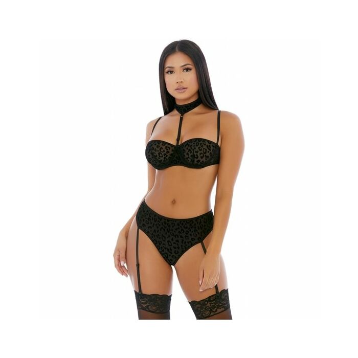 Juego de lenceria on the prowl choker negro