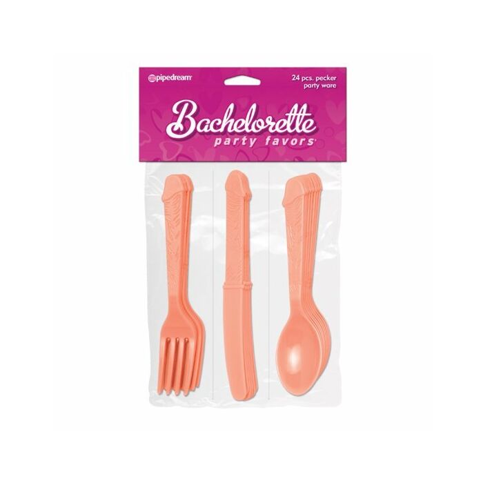 Bachelorette set de cuberteria en forma de pene 24 pzs