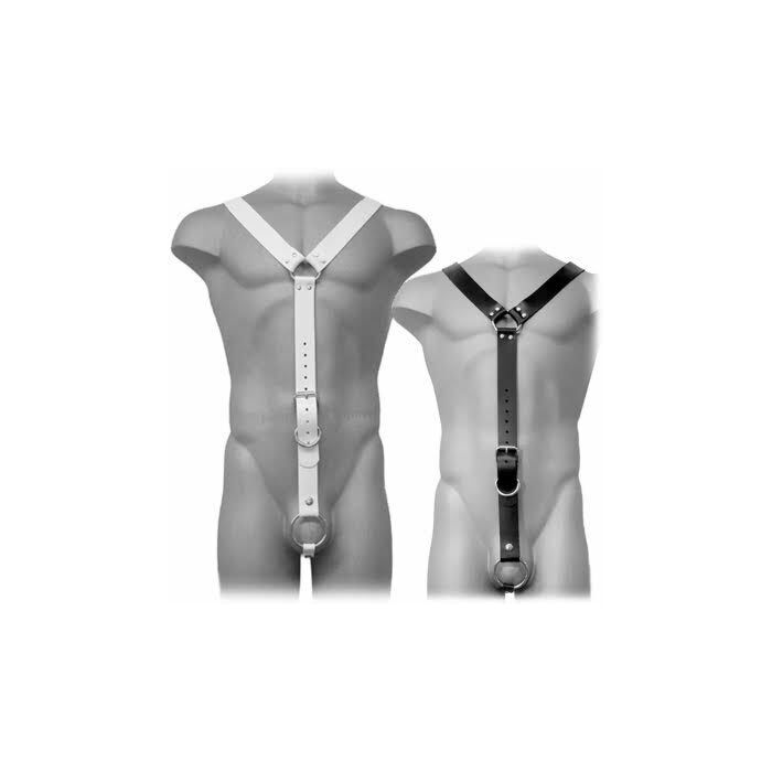 Leather body harness men blanco